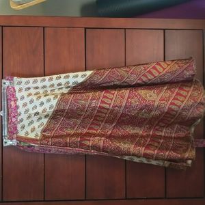 Reversible, long silk wrap skirt